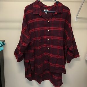 Plaid high-low shirt